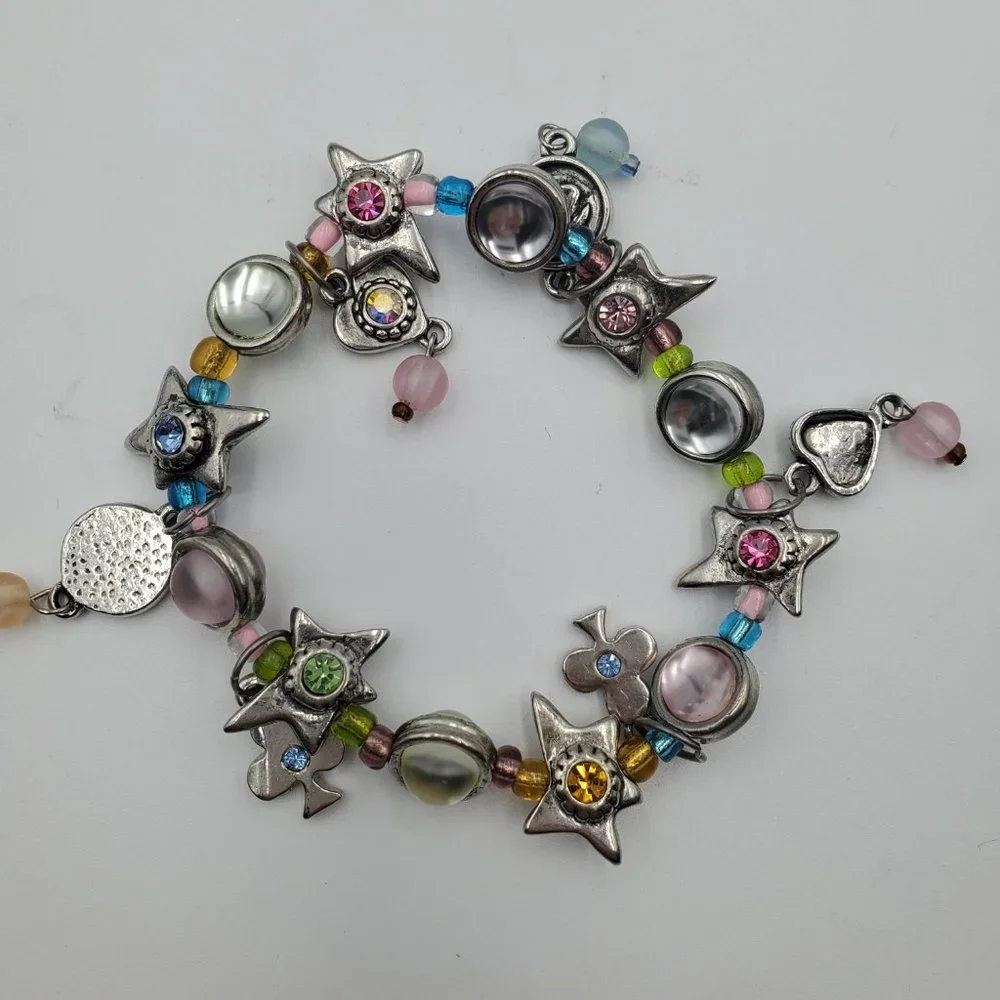 Silver Women's Stretch Bracelet Rhinestones - Picture 2 of 5